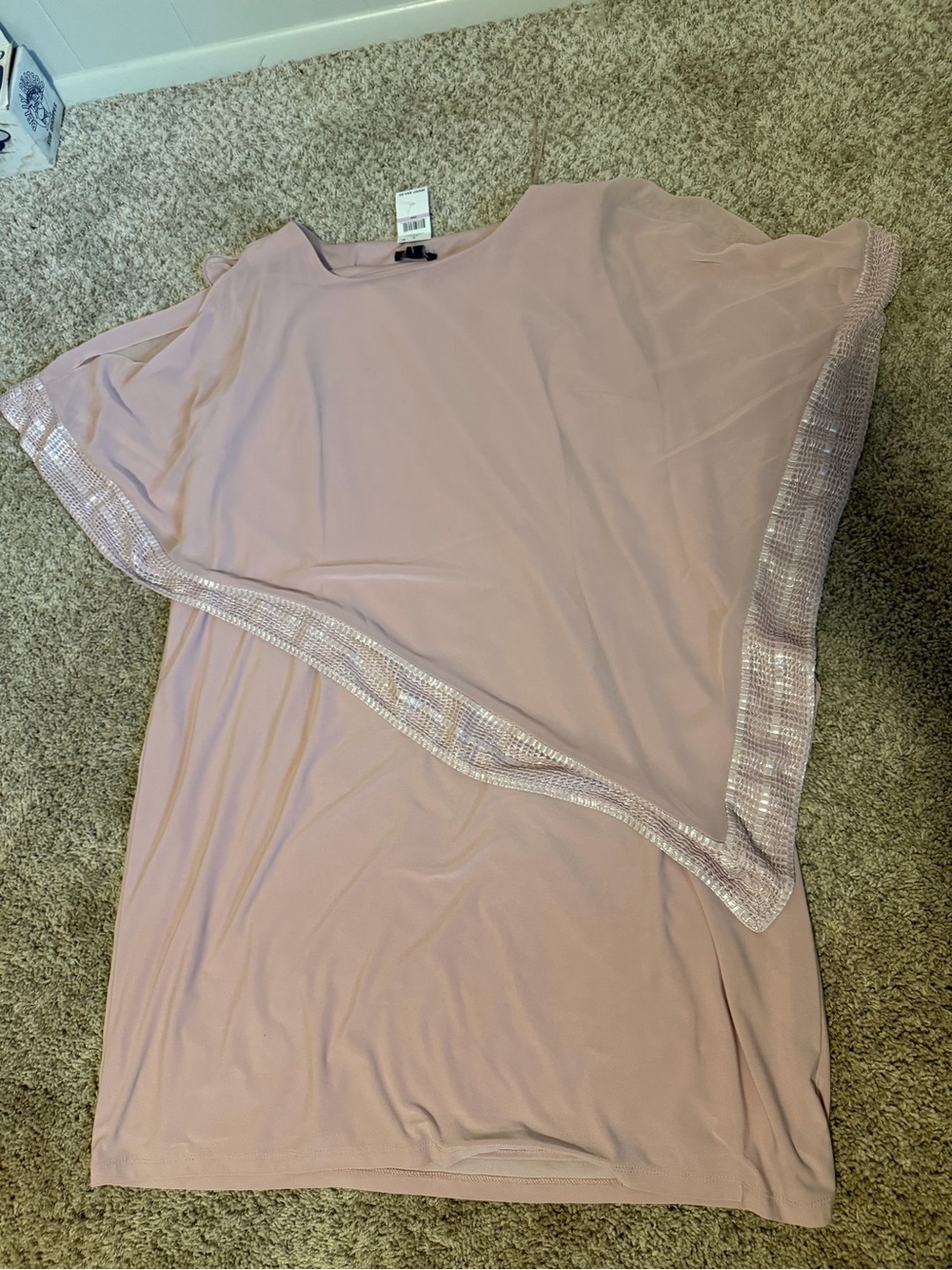 SL Fashions Blush Pink Draped Overlay Dress